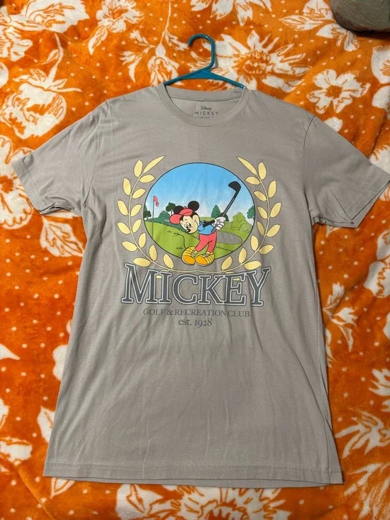 Disney Gray Tee with Blue and Yellow Mickey Graphic - Picture 1 of 3